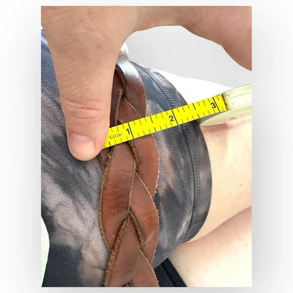 True Vintage Brown Gold Braided Oval Buckle Belt Size L - Picture 10 of 11